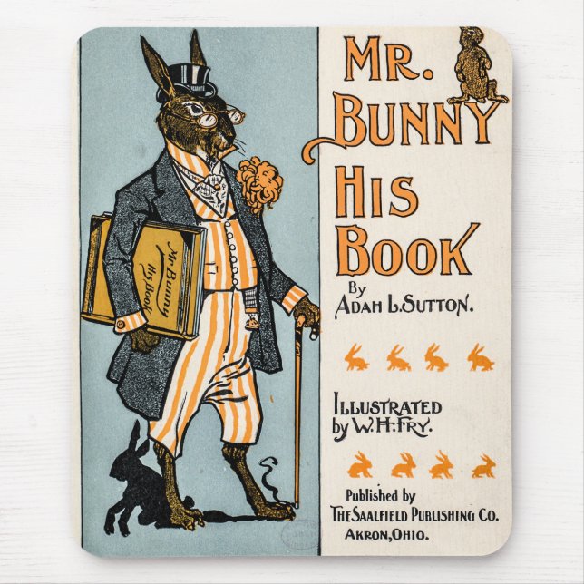 Vintage Rabbit Bunny med Bok - Lärare, Student Musmatta (Framsidan)