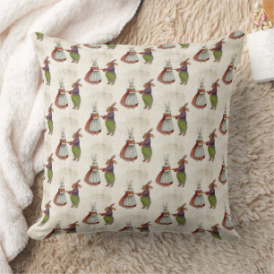 Vintage Rabbit Couple i Viktorian Clothing Kudde