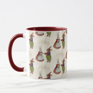 Vintage Rabbit Couple i Viktorian Clothing Mugg