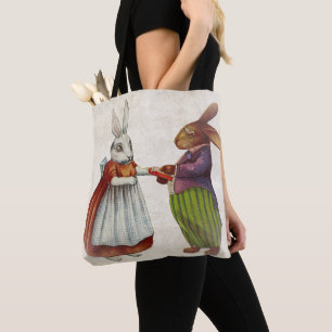 Vintage Rabbit Couple i Viktorian Clothing Tygkasse