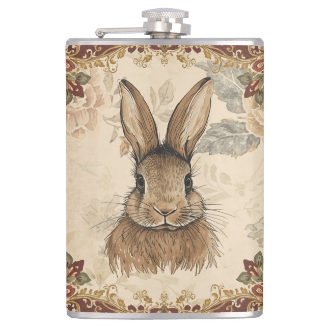 Vintage Rabbit,Cute Rabbit with Flowers Pattern  Fickplunta (Framsidan)