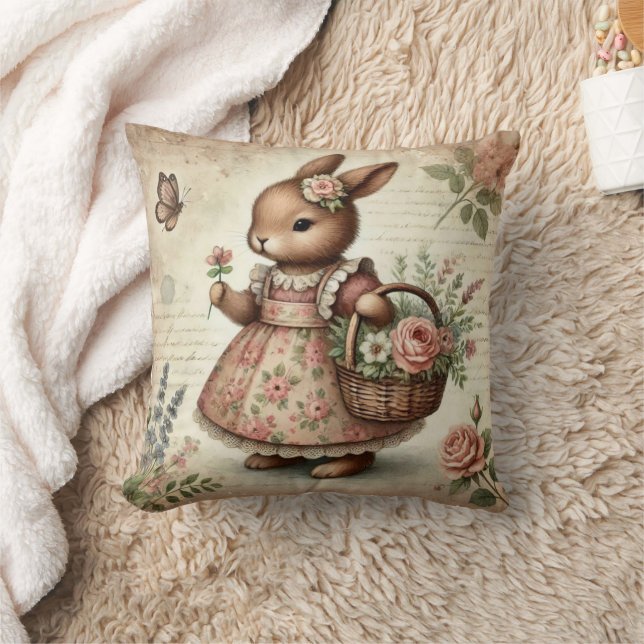 Vintage Rabbit Dekorativ kudde (Filt)