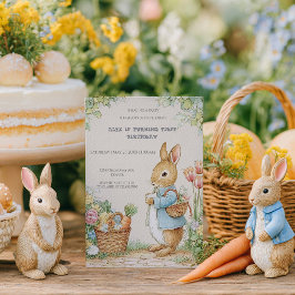 Vintage Rabbit Garden 1st Birthday Inbjudningar