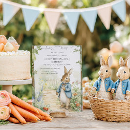 Vintage Rabbit Garden Birthday Inbjudningar