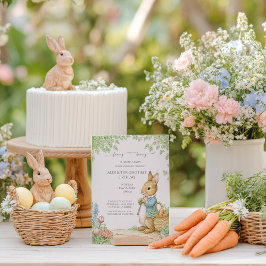 Vintage Rabbit Garden Birthday Inbjudningar