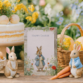 Vintage Rabbit Garden Easter Julkort