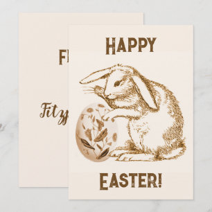 Vintage Rabbit och Egg Glad påsk Kort
