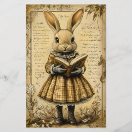 Vintage Rabbit & Reading Book CT7 Scrapbookpapper