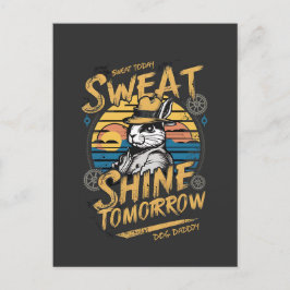 Vintage Rabbit Workout Motivation Art Vykort