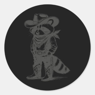 Vintage Raccoon Cowboy Cowgirl Sopor Panda Western Runt Klistermärke