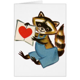 Vintage Raccoon Kärlek Hälsningskort