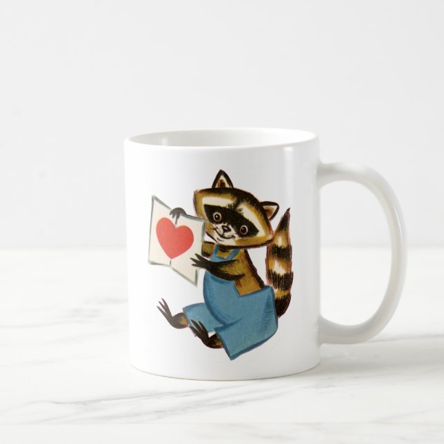 Vintage Raccoon Kärlek Kaffemugg (Höger)