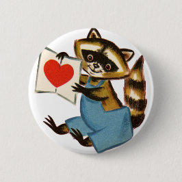 Vintage Raccoon Kärlek Knapp