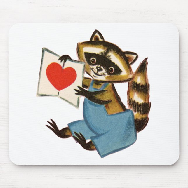 Vintage Raccoon Kärlek Musmatta (Framsidan)