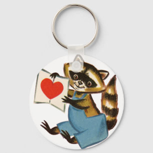 Vintage Raccoon Kärlek Nyckelring