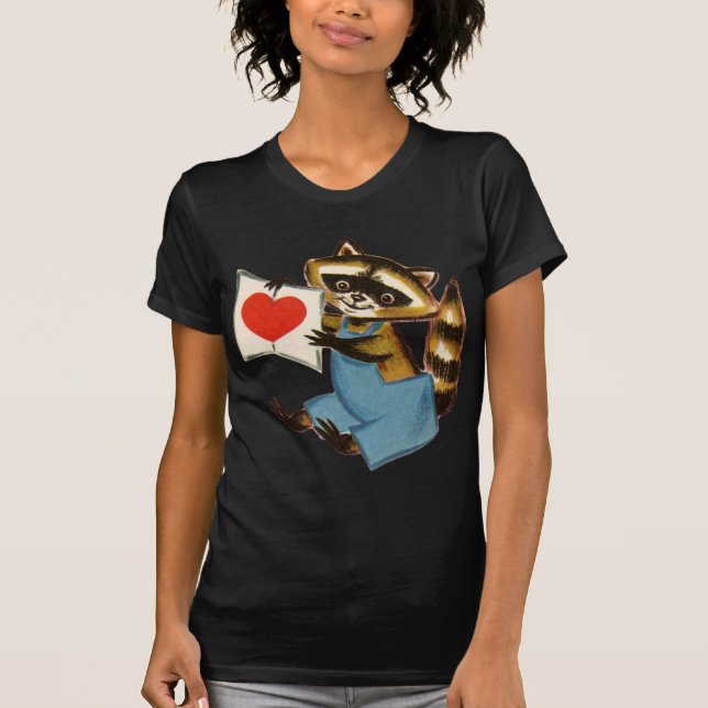 Vintage Raccoon Kärlek T-shirt (Framsida)