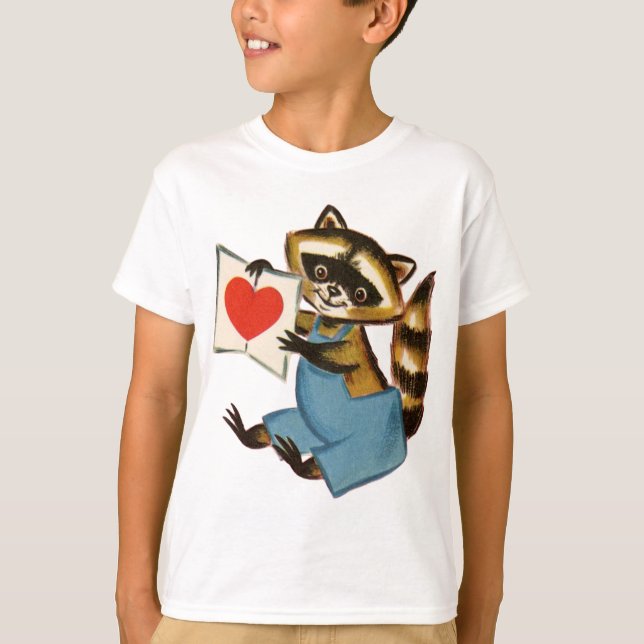 Vintage Raccoon Kärlek T-shirt (Framsida)