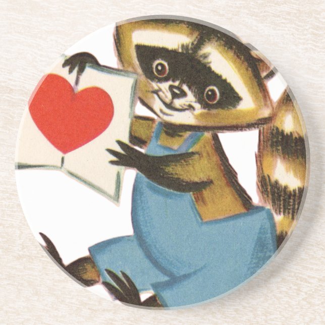 Vintage Raccoon Kärlek Underlägg (Framsidan)