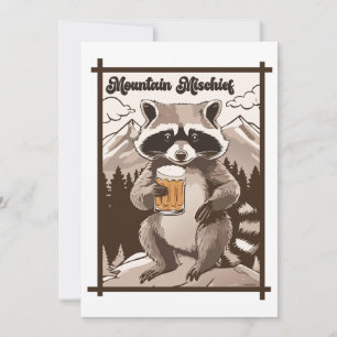 Vintage Raccoon Mountain MisChief Exdoor Vibes Inbjudningar