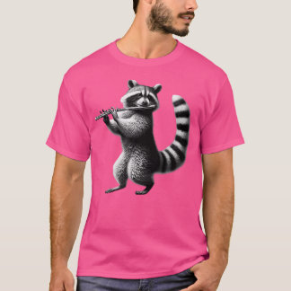 Vintage Raccoon Spela upp Flute Flutist Flute Play T Shirt