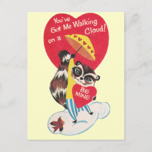 Vintage Raccoon Valentine Helg Vykort