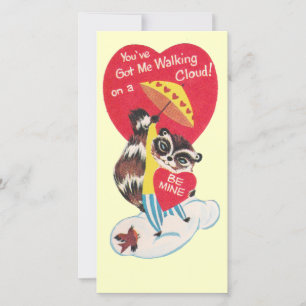 Vintage Raccoon Valentine Julkort