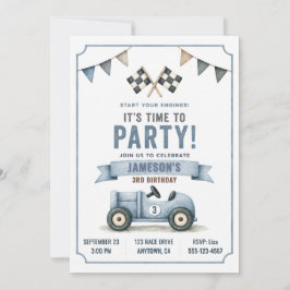 Vintage Race Car Birthday Invitation Inbjudningar