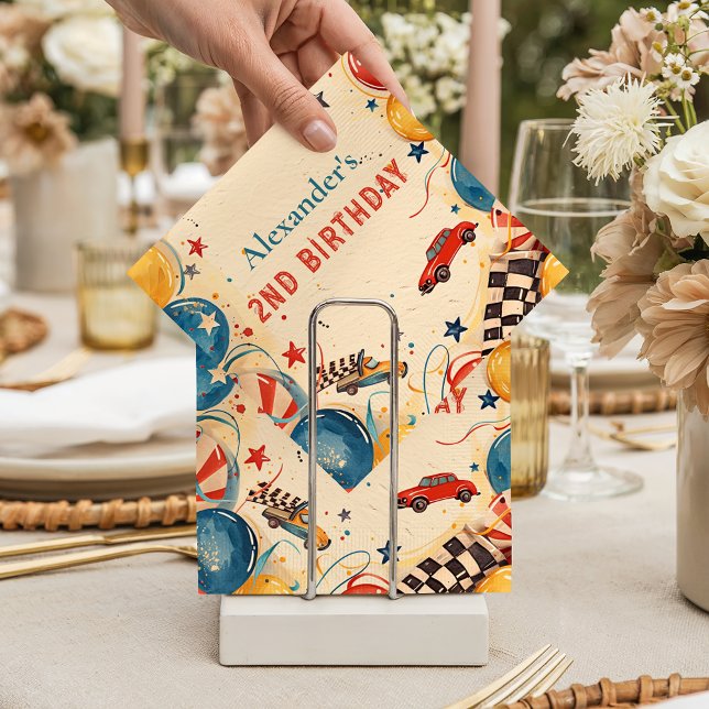 Vintage Race Car Two Fast Birthday Pappersservett (Skapare uppladdad)
