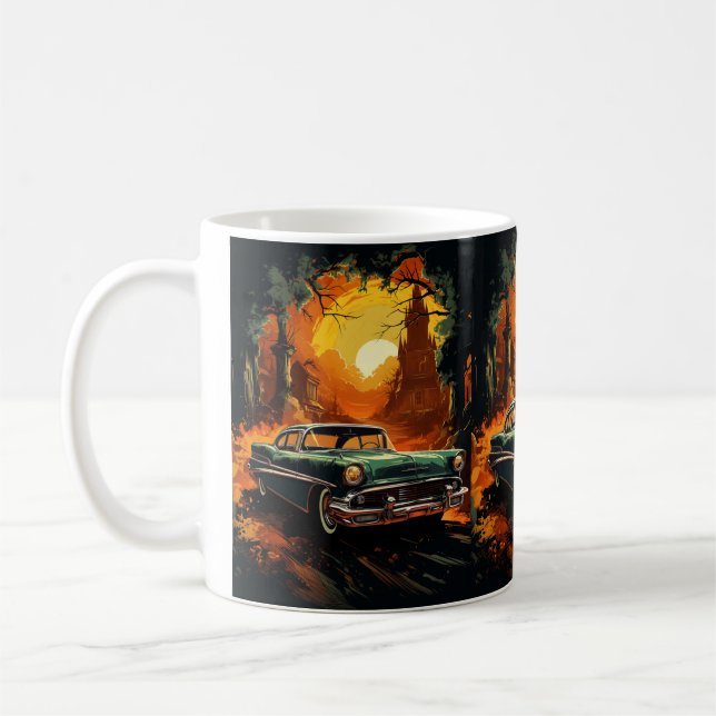 Vintage Racer Solnedgång  Kaffemugg (Vänster)
