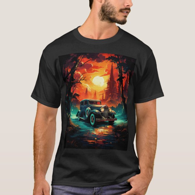 Vintage Racer Sunset T-shirt (Framsida)