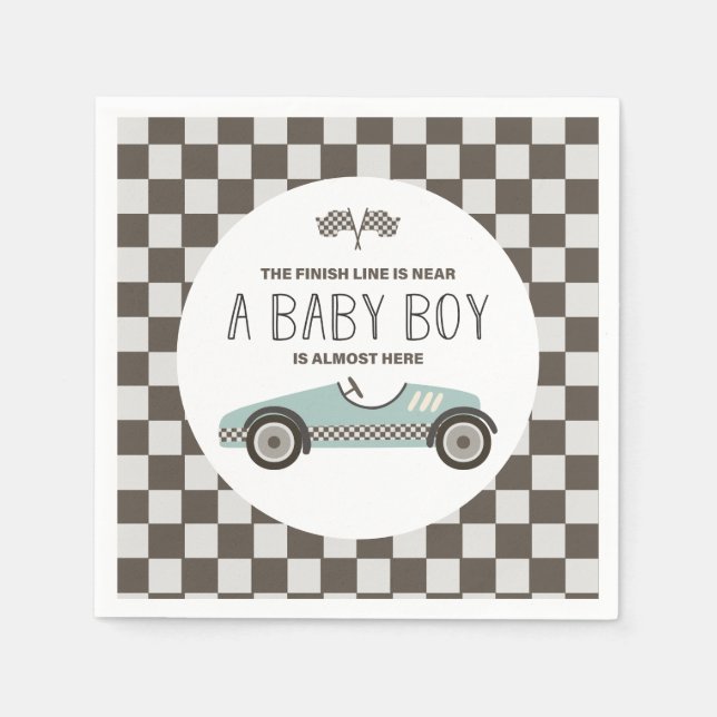 Vintage racerbil-babyshower pappersservett (Framsidan)