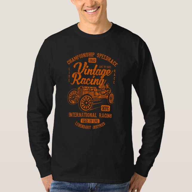 Vintage Racing Automotive Nostalgia Distressed Car T Shirt (Framsida)