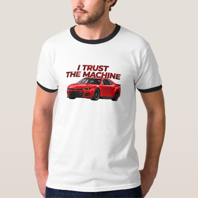 Vintage Racing Ringer Tee | I Trust the Machine (Framsida)