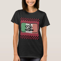 Vintage Racing Rutig Flagga Dam T-Shirt