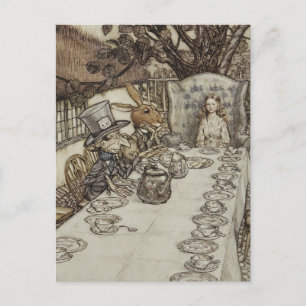 Vintage Rackham Galen Teasällskap Alice i Underlan Vykort