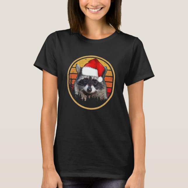 Vintage Racoon Christmas T Shirt (Framsida)
