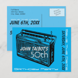 Vintage Radio 50-årsfest Spara datumet Meddelande Vykort