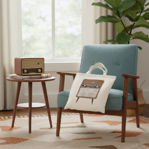 Vintage Radio Retro Music Älskare i mitten av århu Tygkasse