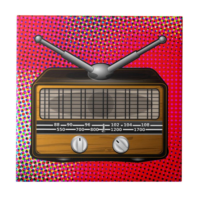 Vintage Radio Retro Pop Art Kakelplatta (Framsidan)