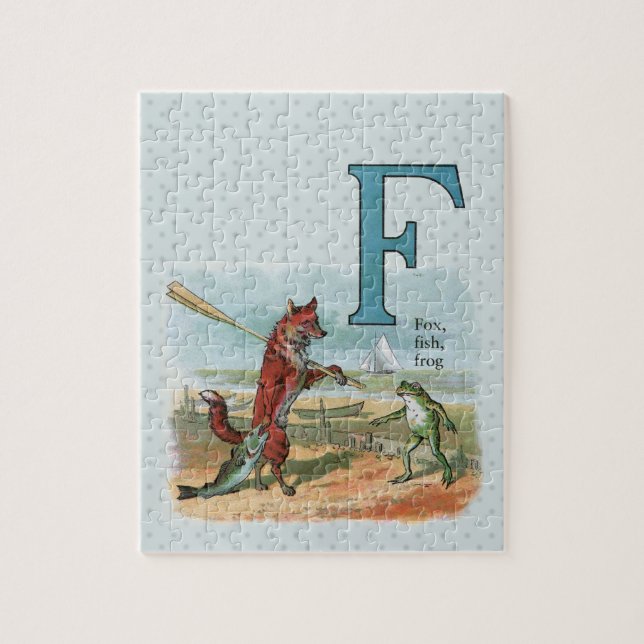 Vintage Räf och Groda Strand Whimsical Illustratio Pussel (Vertikal)