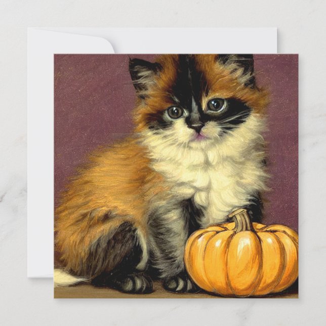 Vintage Ragdoll Halloween Cat Inbjudningar (Framsida)