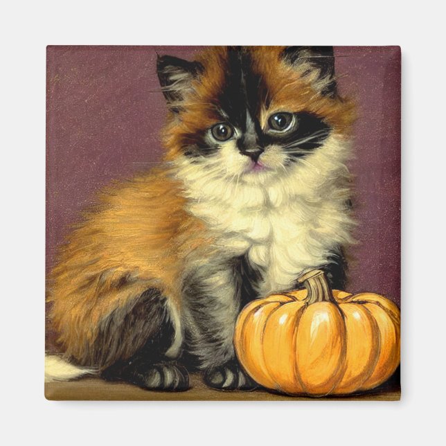 Vintage Ragdoll Halloween Katt Magnet (Framsidan)