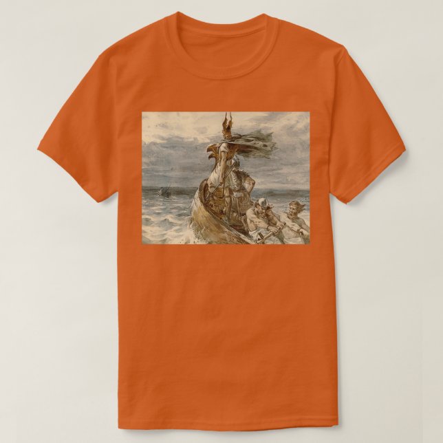 Vintage Raiding Vikings Painting 1873 T Shirt (Design framsida)