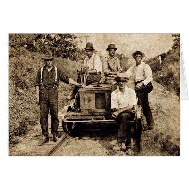 Vintage Rail Crew Circa 1890s-1910 Hälsningskort (Framsidan Horizontal)
