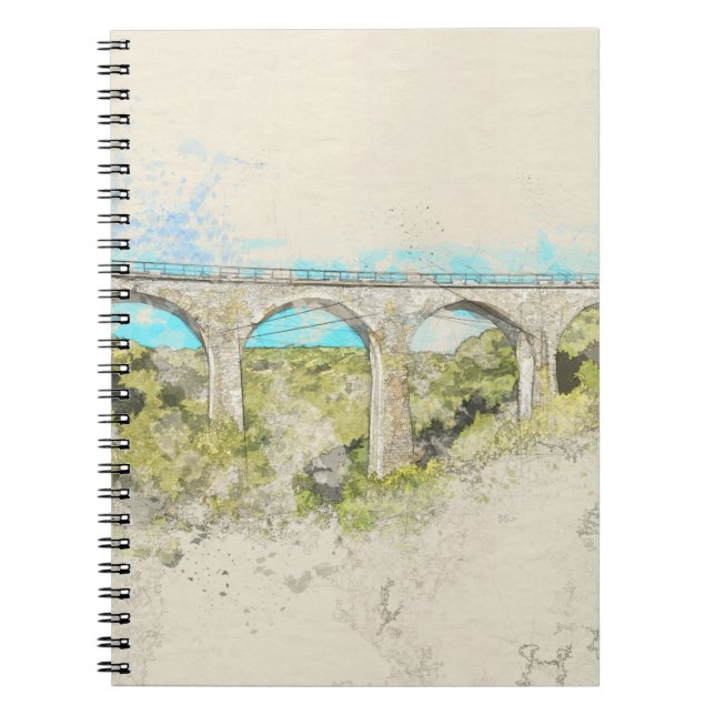 Vintage Railroad Arch Bridge Sketch Notebook Anteckningsbok (Framsidan)