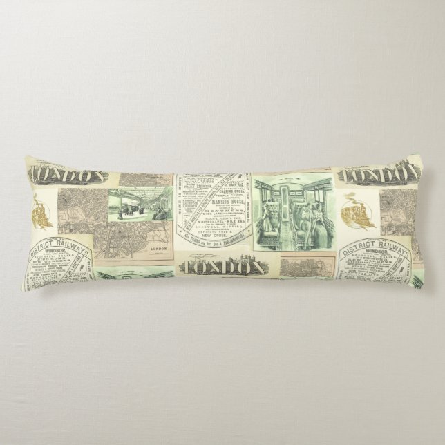 Vintage Railroad Newspaper Advertisements Collage Kroppskudde (Framsidan)