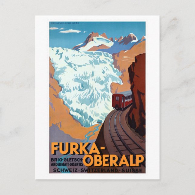 Vintage Railroad Schweiz Alpernas Travel Vykort (Framsida)