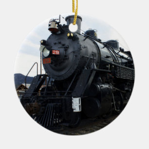 Vintage Railroad Steam Tåg Julgransprydnad Keramik