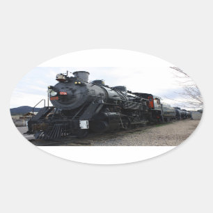 Vintage Railroad Steam Tåg Ovalt Klistermärke