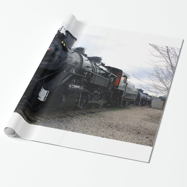 Vintage Railroad Steam Tåg Presentpapper (Utrullad)